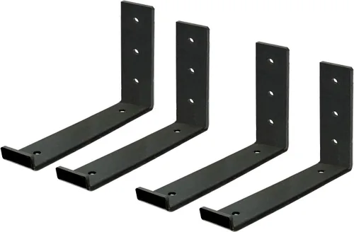 Vista 6 de Soportes de estante de 10 pulgadas para estantes, soportes de estante resistentes de hierro con gancho, soporte en J, soporte de estante de metal