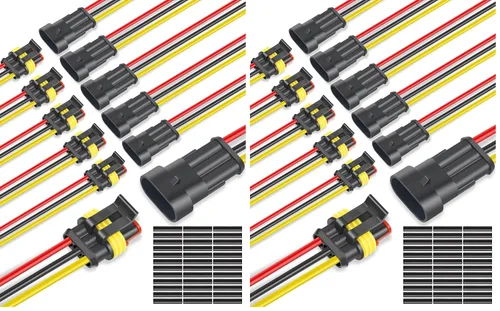 Vista 11 de NAOEVO Conector de 2 pines impermeable, conectores de 2 cables calibre 16 AWG, conectores eléctricos automotrices macho y hembra Way con tubo