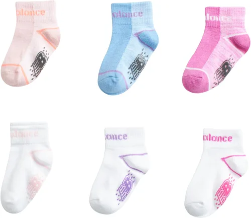 Vista 4 de New Balance Calcetines para bebé, paquete de 6 calcetines de corte de cuarto, calcetines antideslizantes (bebébebé)