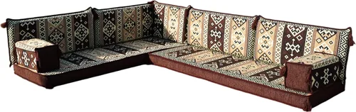 Vista 52 de arabicsofa Juego de Sofá Majlis Árabe de Esquina en Forma de L – Cojín Modular de Piso con Almohadas de Respaldo
