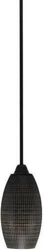 Vista 124 de Toltec Lighting Paramount - Mini colgante de 1 luz en acabado negro mate con cristal de arte perla de 7 pulgadas y estilo negro