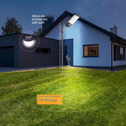 Vista 4 de Luz solar de calle de 540 LED para exteriores, impermeable, luces solares del atardecer al amanecer, luces de inundación al aire libre, sensor