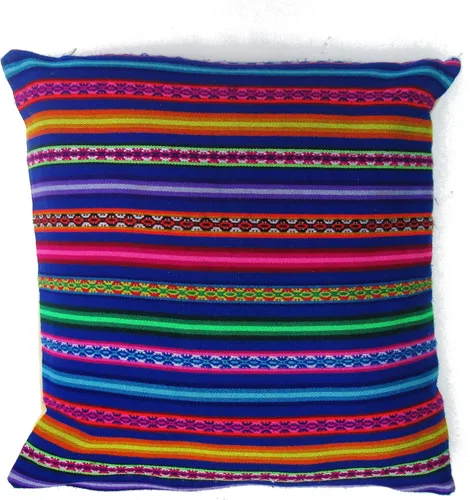 Vista 7 de Funda de cojín de tela inca, funda de cojín decorativa de Perú, funda de cojín de algodón estilo peruano para sofá de 18 pulgadas x 18 pulgadas Negro