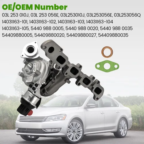 Vista 2 de Turbocompresor turbo 03L253010J compatible con VW Passat/Ibiza/Passenger 2.0TDI para Audi A3 Q3 Cabriolet/Limousine/Sportback 2.0L 2006-2014