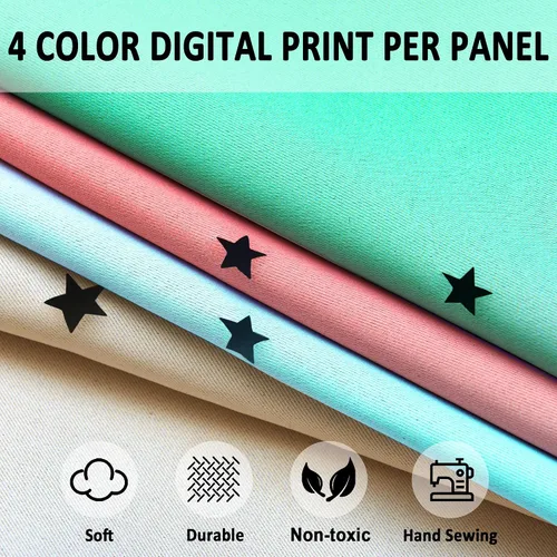 Vista 8 de Cortinas Opacas con Corte de Estrella Arcoíris para Dormitorio de Niñas - Doble Capa con Ojales Superiores para Sala de Estar, 2 Paneles