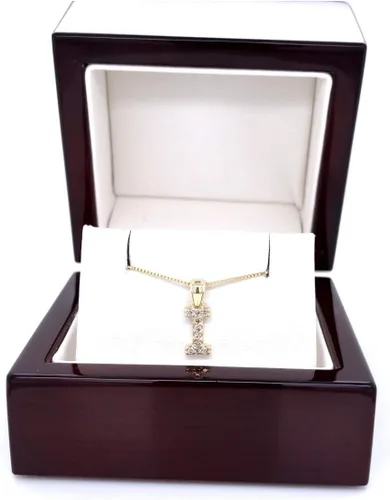 Vista 49 de Collar colgante con letra inicial de diamantes en oro amarillo de 14k (1/10 quilates) 18 pulgadas