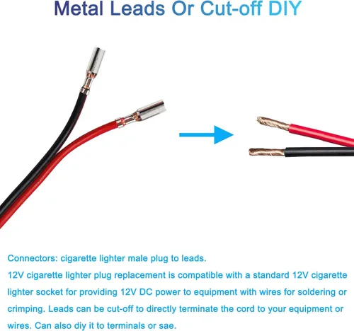 Vista 5 de Enchufe de encendedor de cigarrillos de 12 V con interruptor de encendido y apagado, repuesto de enchufe de encendedor de cigarrillos resistente