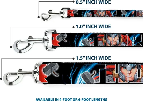 Vista 3 de Buckle-Down Correa para mascotas - THOR Poses/Martillo - 6 pies de largo - 1" de ancho
