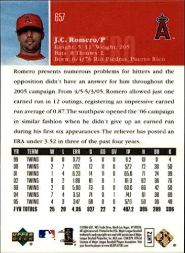 Vista 2 de Upper Deck Special F/X #657 J.C. Romero MLB Béisbol 2006