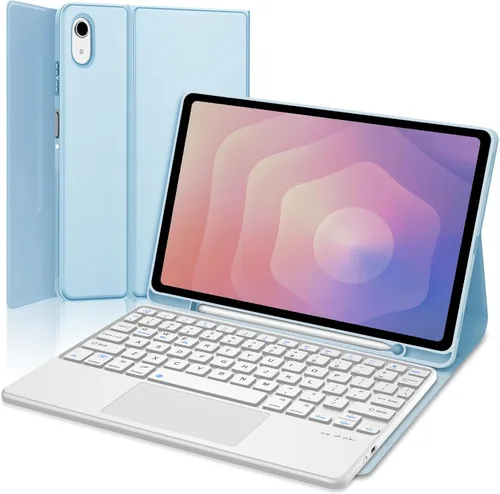 Vista 16 de Funda de teclado para Samsung Galaxy Tab S7 FE (5G)/S8 Plus/S7 Plus de 12.4 pulgadas Teclado Bluetooth magnético desmontable Funda protectora