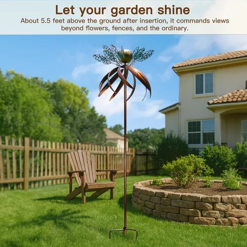 Vista 7 de Molinillos de viento para patio y jardín, molinillos de viento para exteriores, metal grande, 77 pulgadas, molino de viento cinético y esculturas