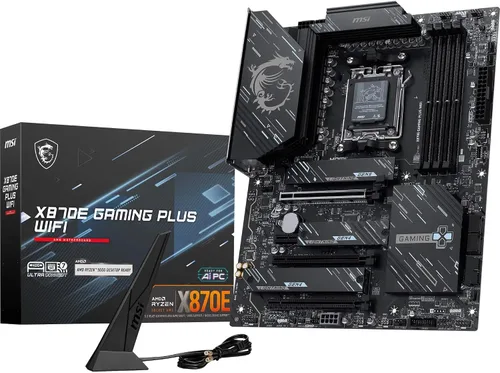 Vista 17 de MSI MEG X870E GODLIKE, E-ATX - Compatible con procesadores AMD Ryzen 9000/8000/7000, AM5 - Dynamic Dashboard III, EZ Slide M.2, 110A SPS, memoria