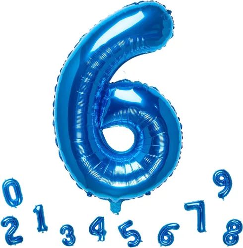 Vista 14 de Globos azules del número 0 de 32 pulgadas, globos de aluminio digitales para decoración de fiesta de cumpleaños (globo azul número 0)