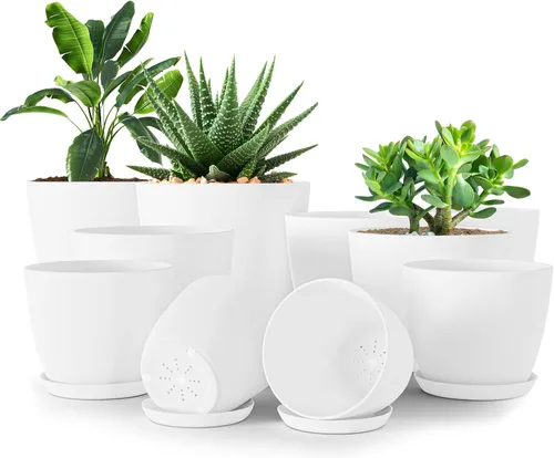 Vista 18 de Utopia Home - Macetas de Interior con Drenaje - Macetas de Flores de 7/6.6/6/5.3/4.8 Pulgadas para Plantas de Interior - Juego de 5 Macetas