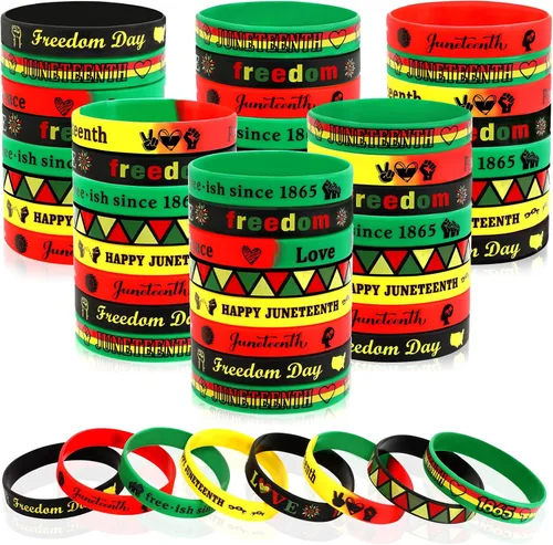 Vista 16 de JUNEBRUSHS 64 piezas de pulseras de silicona para fiesta del 100º día de escuela