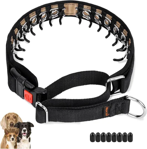Vista 10 de Mayerzon Collar para perro, patentado Martingala, collar antitirones para perros pequeños, medianos y grandes, con hebilla para paseo y Negro