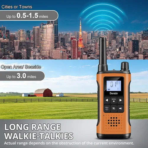 Vista 4 de Rechargeable Walkie Talkies for Adults Long Range-4 Pack Black & Blue & Orange & Yellow