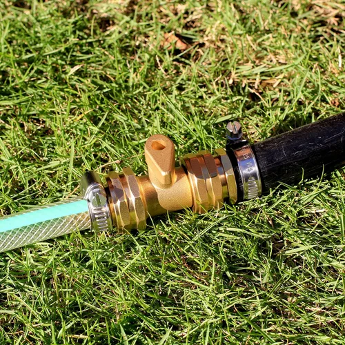 Vista 4 de Kit de reparación de manguera de jardín de latón sólido YELUN, conector con abrazaderas 1/2" púas x 3/4" hembra, apto para accesorios de manguera