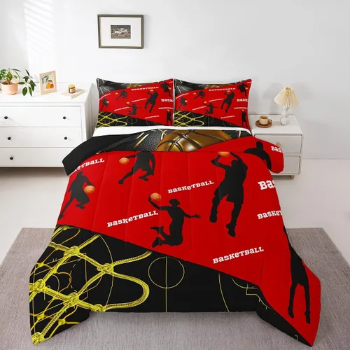 Vista 12 de Erosebridal Juego de edredón de béisbol para adolescentes y jóvenes, juegos de ropa de cama geométricos negros y grises para regalo para niños