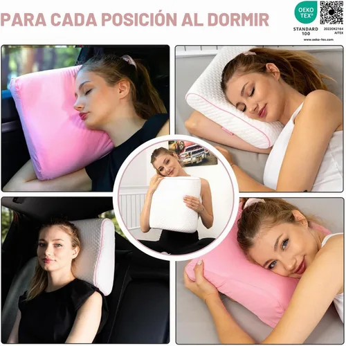 Vista 3 de alkamto Almohada de espuma viscoelástica cómoda para viajes y campamentos, bolsa portátil fácil de llevar, funda de almohada con regulación