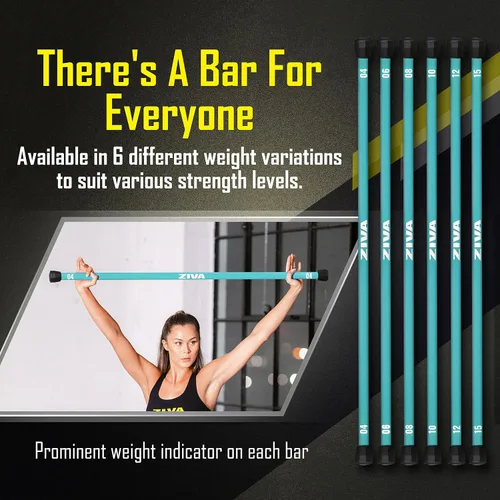 Vista 5 de ZIVA Chic - Barra con peso – Barra corporal de entrenamiento para entrenamiento de fuerza, equilibrio, flexibilidad y fitness general – Núcleo