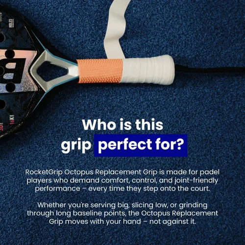 Vista 10 de Padel Grip – Soft Silicone Padel Racket Grip, Octopus, Orange