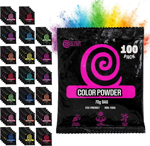 Vista 11 de Chameleon Colors Paquetes de polvo de color arcoíris, 7 paquetes individuales de color Holi, carreras de color, fiestas de cumpleaños y humo