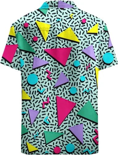 Vista 3 de HUGLAZY Conjunto de camisa hawaiana de los años 80 y 90 para hombre, camisa de manga corta con botones para hombres grandes y altos