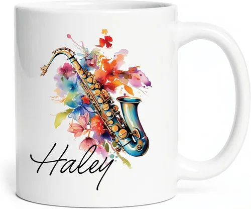 Vista 18 de Taza personalizada para músico 2023, taza de violín personalizada con nombre, violín y notas musicales, taza de cerámica de 11 oz y 15 onzas, taza
