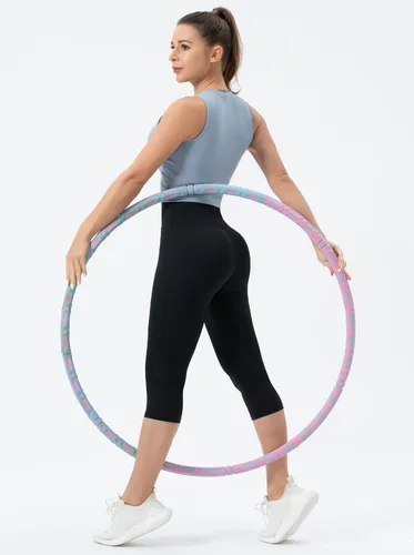 Vista 6 de THE GYM PEOPLE Leggings capri de yoga con cintura cruzada en V para mujer, cintura alta, control de abdomen, pantalones de entrenamiento para correr