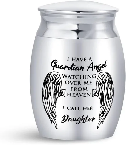 Vista 16 de Auntie Guardian Angel Mini Urnas de cremación para cenizas humanas, portátil, tamaño pequeño, de acero inoxidable, recuerdo, regalos funerarios