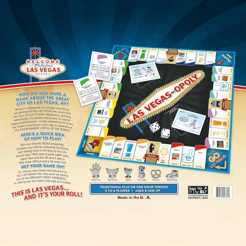 Vista 5 de Late for The Sky Las Vegas-Opoly Property - Juego de mesa de intercambio de propiedades - Juego de fiesta familiar con temática de Las Vegas