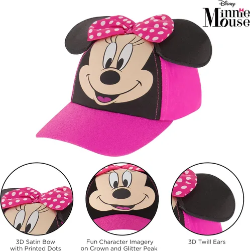 Vista 3 de Disney Gorra de béisbol para niñas de 2 a 7 años diseño 3D de Minnie Mouse