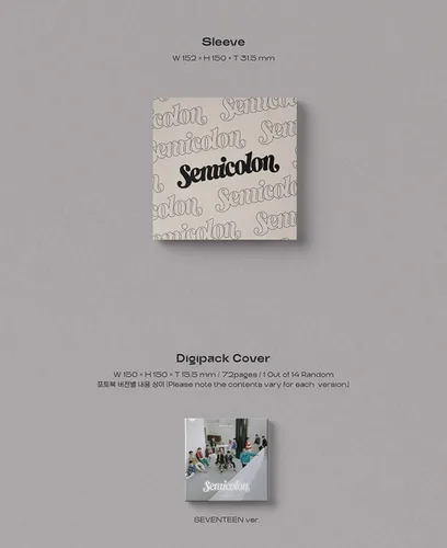 Vista 2 de K-POP SEVENTEEN Álbum especial [Semicoma] CD+72p Photobook+Kit de tejido+Tarjeta fotográfica 2p+Mini tarjeta 4p+pegatina+Postal plegada+Tarjeta
