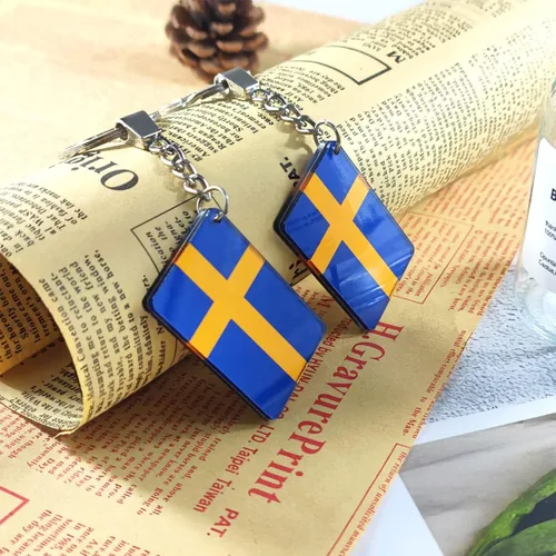 Vista 4 de QQSD Llavero con la bandera de Suecia (2 unidades), Sweden