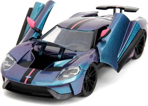 Vista 6 de Jada Pink Slips 1:24 W7 2017 Ford GT - Auto fundido a presión, juguetes para niños y adultos (morado metálico/azul)
