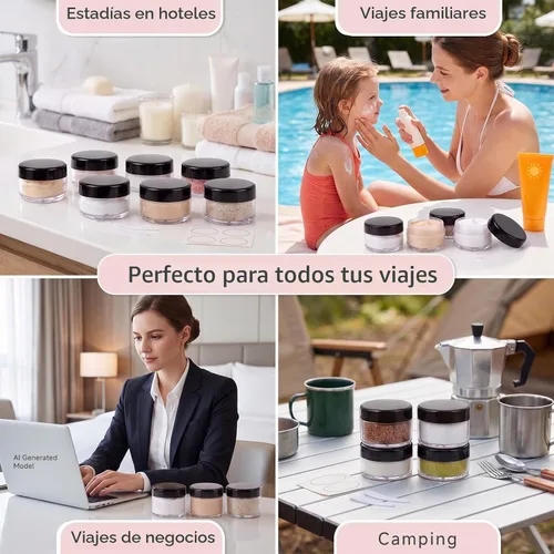 Vista 7 de 5 Gramos Contenedores de Muestra con Tapas, 25 Piezas Mini Contenedores de Maquillaje, Contenedores Cosméticos de Viaje de Plástico Vacío con Negro