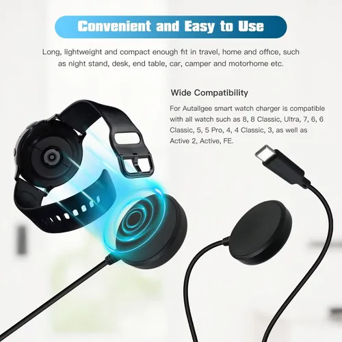 Vista 4 de Base de carga rápida USB C para Samsung Galaxy Watch, compatible con reloj 8/8 Classic/Ultra/7/6/6 Classic/5/5 Pro/4/4 Classic/3/Active/FE