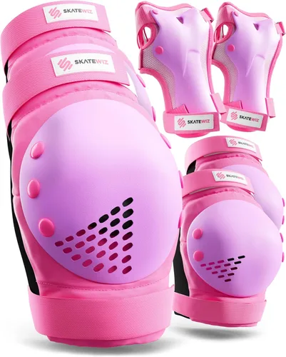 Vista 12 de SKATEWIZ Juego de almohadillas de protección para patineta para niños y adultos - Smash - Almohadillas para patines [6 piezas] con protectores