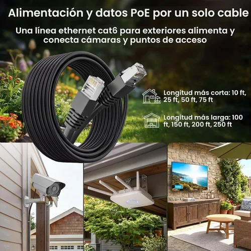 Vista 3 de GEARit - Cable Ethernet Cat6 para exteriores (3 m) 23AWG de cobre puro, FTP, LLDPE, impermeable, entierro directo, en tierra, resistente a UV, POE