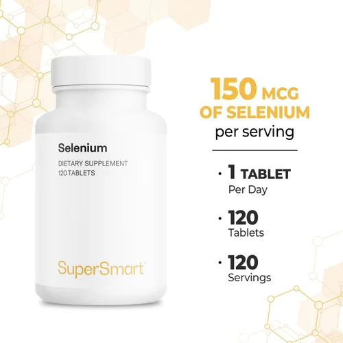 Vista 5 de SuperSmart - L-Selenometionina 200mcg por día (suplemento de selenio) - Alta absorción - Oligomineral esencial Sin OMG y sin gluten - 120 tabletas