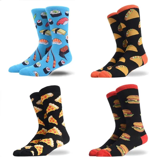 Vista 6 de HSELL - Calcetines de algodón para hombre, de vestir, con diseños divertidos y alocados