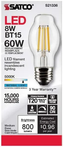 Vista 4 de Satco 6Pk 8w BT15 LED 5000K base mediana regulable - 60w equiv