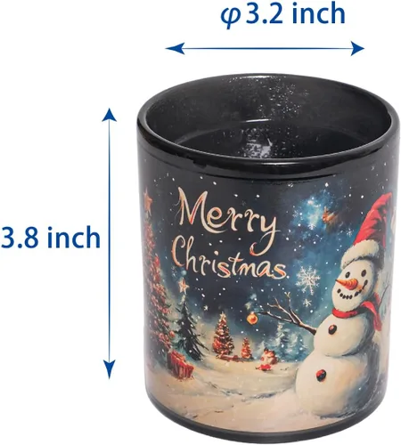 Vista 4 de Kmiles Taza con cambio de calor de árbol de Navidad y muñeco de nieve, taza mágica que cambia de color para café/té, 12 onzas, azul/rojo/blanco