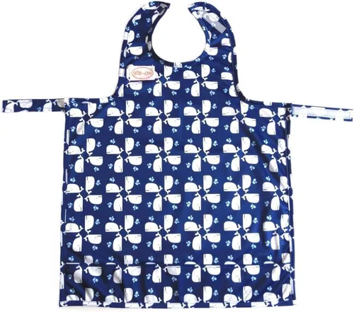 Vista 9 de BIB-ON, Combinación de babero y delantal de cobertura completa para bebés, bebés y niños pequeños de 0 a 4 años. Cuadros azules