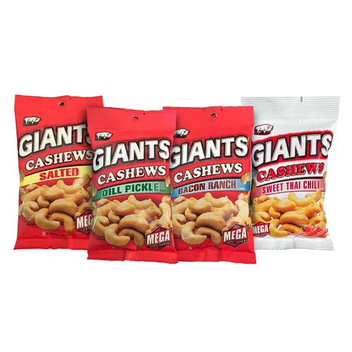 Vista 12 de GIANTS Big Easy Anacardos tostados, ligeramente salados, paquetes individuales, bolsas de aperitivos, barbacoa ahumada y vinagre, tostado en seco