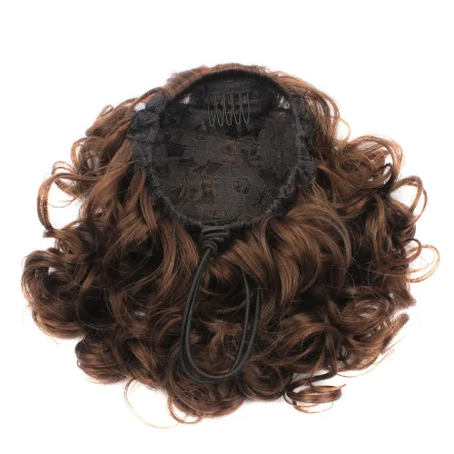 Vista 4 de Postizo de cabello sintético rizado, medida media y larga, de Weken, Negro