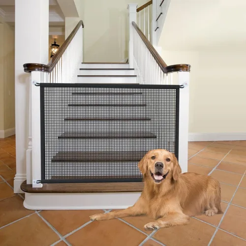 Vista 12 de Puerta para perros para escaleras Puertas para mascotas para la casa: Puerta para perros de interior Puerta de malla de pantalla para perros