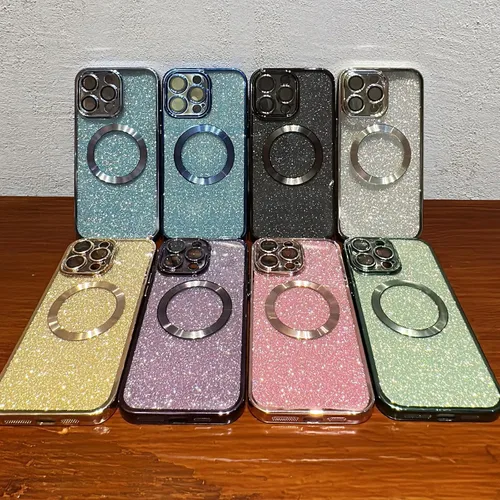 Vista 75 de Hython para iPhone 12 Funda con chispas brillantes, fundas transparentes magnéticas con protector de lente de cámara [Compatible con MagSafe]