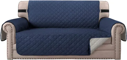 Vista 28 de Funda impermeable para sofá biplaza, protector de sofá acolchado para sofá de 2 asientos, protector de muebles antideslizante para perros y mascotas